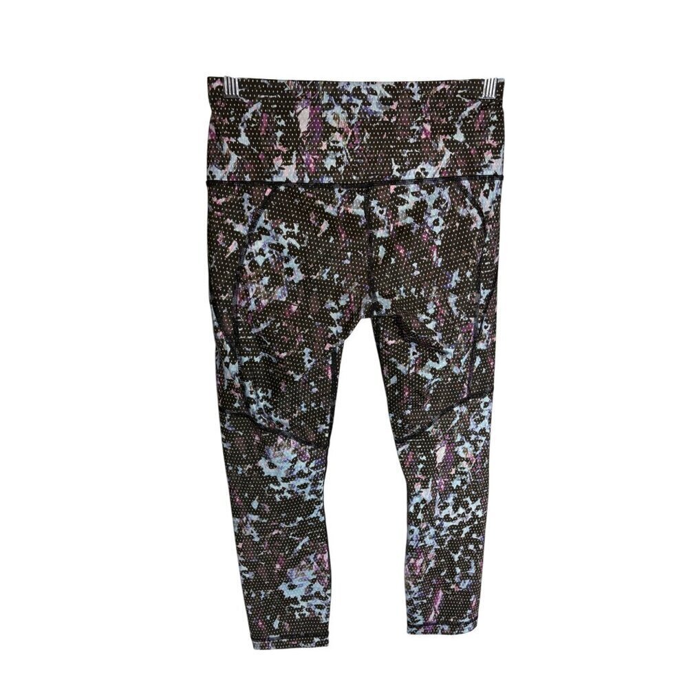 Lululemon All Sport Crop Floral Sport Blue Multicolor Leggings-sz 6